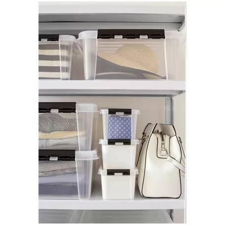 SMARTSTORE Műanyag tárolódoboz, 21 liter, fekete fogantyúkkal, SMARTSTORE "Classic 24", átlátszó