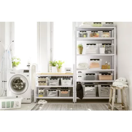 SMARTSTORE Műanyag tárolódoboz, 21 liter, fekete fogantyúkkal, SMARTSTORE "Classic 24", átlátszó