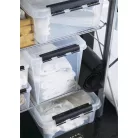 SMARTSTORE Műanyag tárolódoboz, 21 liter, fekete fogantyúkkal, SMARTSTORE "Classic 24", átlátszó