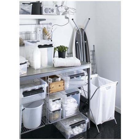 SMARTSTORE Műanyag tárolódoboz, 21 liter, fekete fogantyúkkal, SMARTSTORE "Classic 24", átlátszó