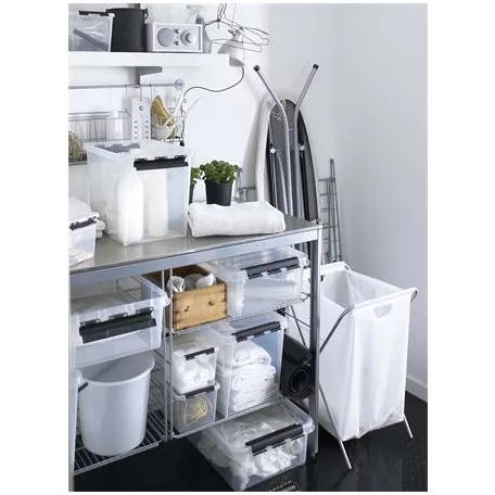 SMARTSTORE Műanyag tárolódoboz, 21 liter, fekete fogantyúkkal, SMARTSTORE "Classic 24", átlátszó