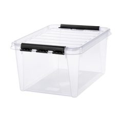   SMARTSTORE Műanyag tárolódoboz, 32 liter, fekete fogantyúkkal, SMARTSTORE "Classic 31", átlátszó