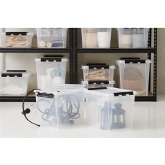   SMARTSTORE Műanyag tárolódoboz, 32 liter, fekete fogantyúkkal, SMARTSTORE "Classic 31", átlátszó
