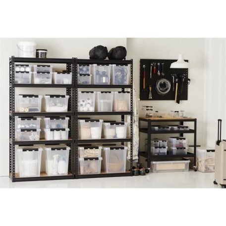 SMARTSTORE Műanyag tárolódoboz, 32 liter, fekete fogantyúkkal, SMARTSTORE "Classic 31", átlátszó