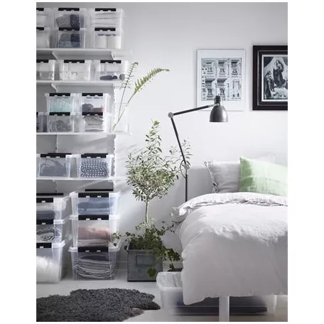 SMARTSTORE Műanyag tárolódoboz, 32 liter, fekete fogantyúkkal, SMARTSTORE "Classic 31", átlátszó