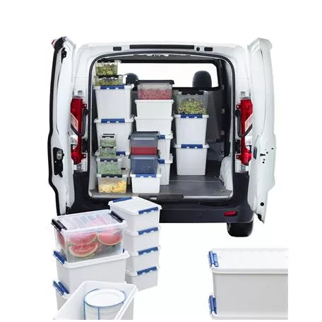 SMARTSTORE Műanyag tárolódoboz, 32 liter, fekete fogantyúkkal, SMARTSTORE "Classic 31", átlátszó