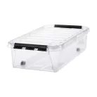 SMARTSTORE Műanyag tárolódoboz, 31 liter, fekete fogantyúkkal és görgőkkel, SMARTSTORE "Classic 35", átlátszó