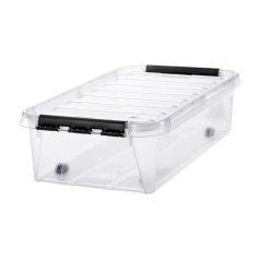   SMARTSTORE Műanyag tárolódoboz, 31 liter, fekete fogantyúkkal és görgőkkel, SMARTSTORE "Classic 35", átlátszó