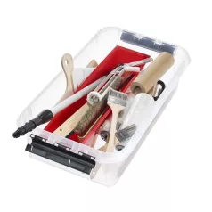   SMARTSTORE Műanyag tárolódoboz, 31 liter, fekete fogantyúkkal és görgőkkel, SMARTSTORE "Classic 35", átlátszó