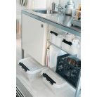 SMARTSTORE Műanyag tárolódoboz, 31 liter, fekete fogantyúkkal és görgőkkel, SMARTSTORE "Classic 35", átlátszó