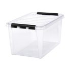 SMARTSTORE Műanyag tárolódoboz, 47 liter, fekete fogantyúkkal, SMARTSTORE "Classic 45", átlátszó