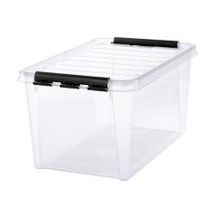   SMARTSTORE Műanyag tárolódoboz, 47 liter, fekete fogantyúkkal, SMARTSTORE "Classic 45", átlátszó