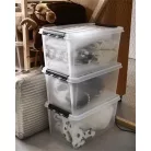 SMARTSTORE Műanyag tárolódoboz, 47 liter, fekete fogantyúkkal, SMARTSTORE "Classic 45", átlátszó