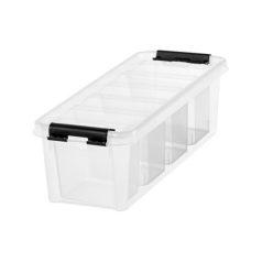   SMARTSTORE Műanyag tárolódoboz, fekete fogantyúkkal, 4 rekeszes, SMARTSTORE "Classic 4", átlátszó