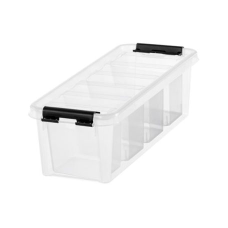 SMARTSTORE Műanyag tárolódoboz, fekete fogantyúkkal, 4 rekeszes, SMARTSTORE "Classic 4", átlátszó