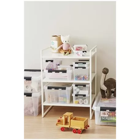 SMARTSTORE Műanyag tárolódoboz, fekete fogantyúkkal, 6 rekeszes, SMARTSTORE "Classic 15", átlátszó