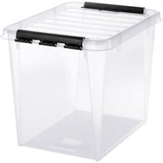   SMARTSTORE Műanyag tárolódoboz, 52 liter, fekete fogantyúkkal, SMARTSTORE "Classic 50", átlátszó