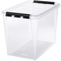   SMARTSTORE Műanyag tárolódoboz, 61 liter, fekete fogantyúkkal, SMARTSTORE "Classic 65", átlátszó