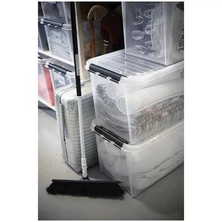 SMARTSTORE Műanyag tárolódoboz, 70 liter, fekete fogantyúkkal, SMARTSTORE "Classic 70", átlátszó