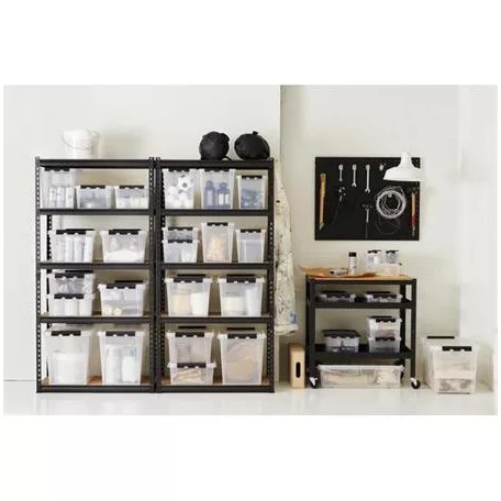 SMARTSTORE Műanyag tárolódoboz, 70 liter, fekete fogantyúkkal, SMARTSTORE "Classic 70", átlátszó