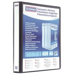   DONAU Gyűrűs könyv, panorámás, 4 gyűrű, D alakú, 20 mm, A4, PP, DONAU, fekete