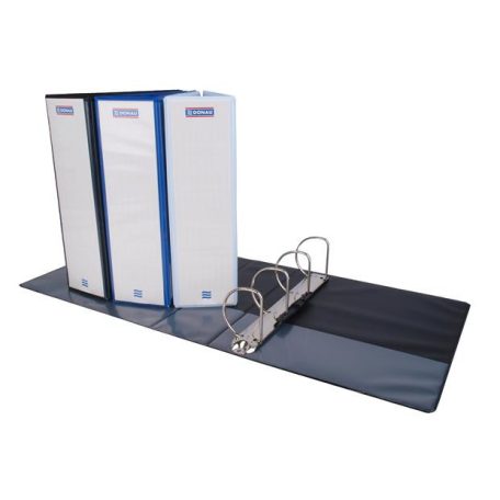 DONAU Gyűrűs könyv, panorámás, 4 gyűrű, D alakú, 80 mm, A4, PP, DONAU, fehér