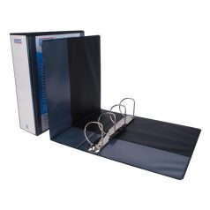  DONAU Gyűrűs könyv, panorámás, 4 gyűrű, D alakú, 100 mm, A4, PP, DONAU, fekete