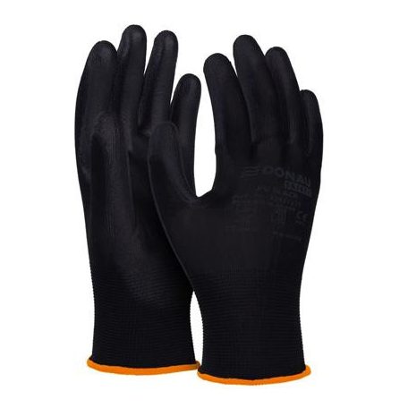 DONAU Szerelőkesztyű, PU, DONAU "Safety", 7/S méret, fekete