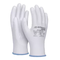   DONAU Szerelőkesztyű, PU, DONAU "Safety", 9/L méret, fehér