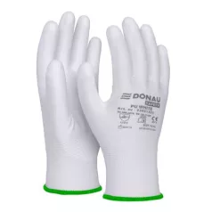   DONAU Szerelőkesztyű, PU, DONAU "Safety", 11/XXL méret, fehér