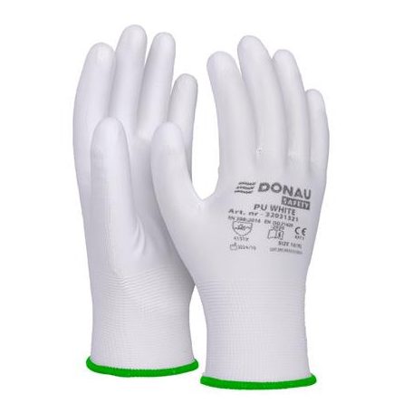 DONAU Szerelőkesztyű, PU, DONAU "Safety", 11/XXL méret, fehér