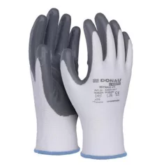   DONAU Szerelőkesztyű, nitril, DONAU "Safety 01", 9/L méret, szürke