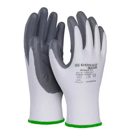 DONAU Szerelőkesztyű, nitril, DONAU "Safety 01",11/XXL méret, szürke