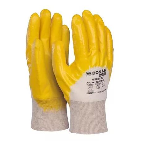 DONAU Szerelőkesztyű, nitril, DONAU "Safety 02", 11/XXL méret, sárga