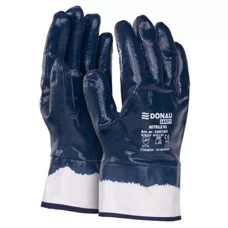 DONAU Szerelőkesztyű, nitril, DONAU "Safety 03", 10/XL méret, sötétkék