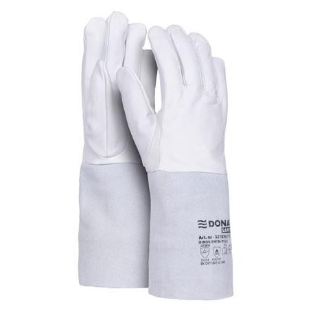 DONAU Védőkesztyű, TIG, kecskebőr, DONAU "Safety", 11/XXL méret, fehér-szürke