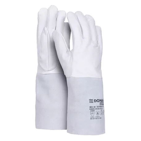DONAU Védőkesztyű, TIG, kecskebőr, DONAU "Safety", 11/XXL méret, fehér-szürke