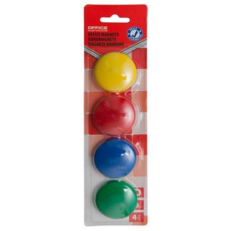 OFFICE PRODUCTS Mágneskorong, 40 mm, 4 db, OFFICE PRODUCTS, vegyes színek