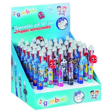 Zseléstoll display, törölhető, nyomógombos, négyszínű, "Gimboo", 4 különböző mintával