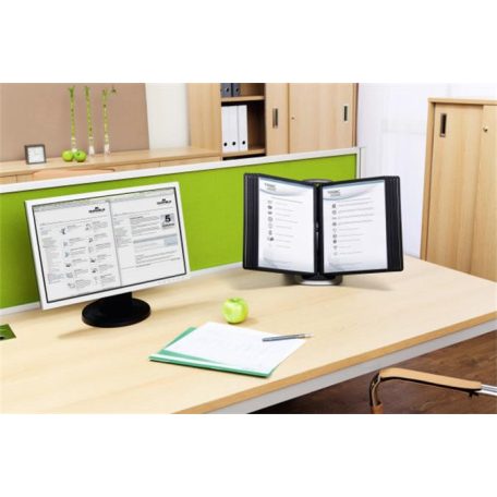 DURABLE Bemutatótábla tartó, asztali, 10 db bemutatótáblával, DURABLE "SHERPA®", fekete