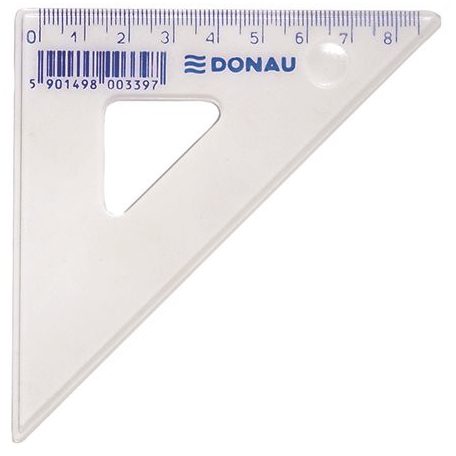 DONAU Háromszög vonalzó, műanyag, 45°, 8,5 cm, DONAU