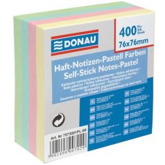   DONAU Öntapadó jegyzettömb, 76x76mm, 400 lap, DONAU, pasztell színek