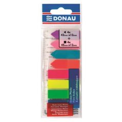   DONAU Jelölőcímke, műanyag, címke és nyíl forma, 8x25 lap, 12x45/42 mm, DONAU, neon szín