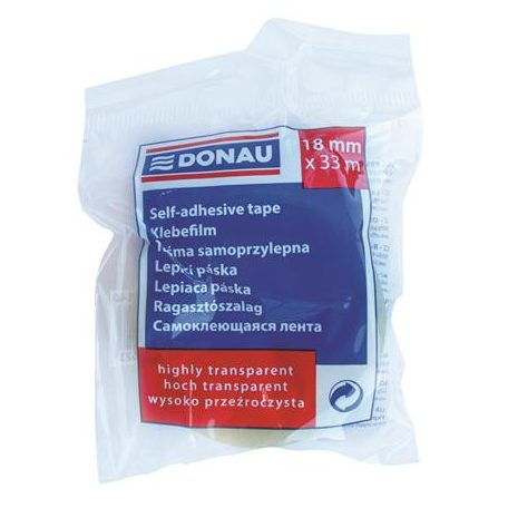 DONAU Ragasztószalag, 18 mm x 33 m, DONAU, átlátszó