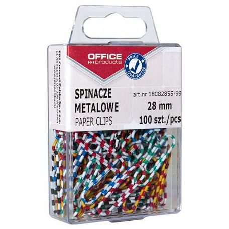 OFFICE PRODUCTS Gemkapocs, 28 mm, csíkos, OFFICE PRODUCTS, színes