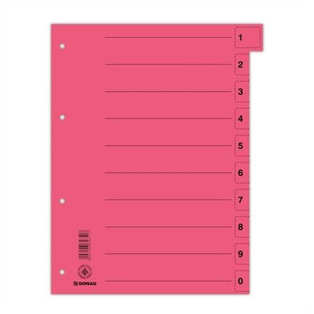 DONAU Regiszter, karton, A4, mikroperforált, DONAU, piros