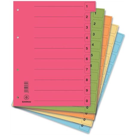 DONAU Regiszter, karton, A4, mikroperforált, DONAU, vegyes színek