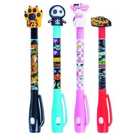 Golyóstoll display, UV- tintával, "Gimboo" "Secret Pen", 4 különböző mintával