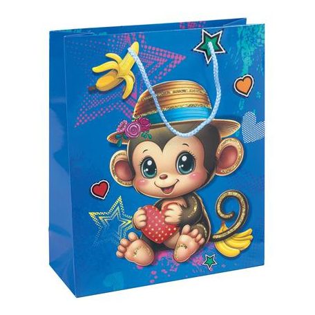 DONAU Ajándéktáska, zsinórfüles, 25x30x10 cm, DONAU "Home", vegyes gyermek minta