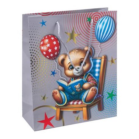 DONAU Ajándéktáska, zsinórfüles, 25x30x10 cm, DONAU "Home", vegyes gyermek minta